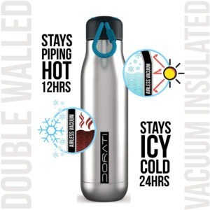 Dorati Sports Water Bottle Stainless Steel Vacuum Insulated (Keeps Cold for 24 Hours and hot for 12 Hours) Double Wall, BPA Free, Leak Proof, Non Slip Silicone Base Scratch Defense18 Oz (White) - deals in retail